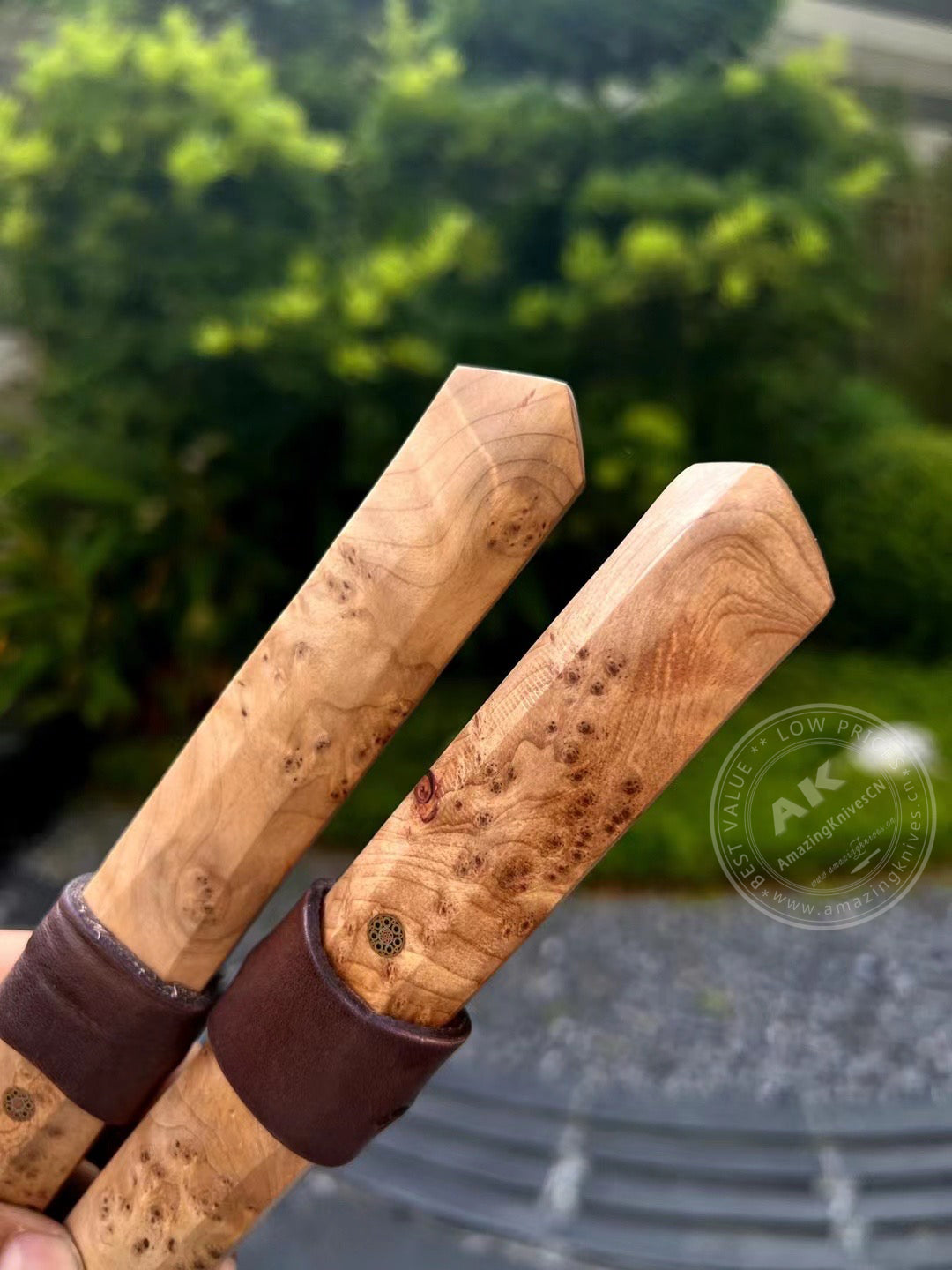 Japanese Bushido Katana Knife Damascus Steel Ninja Samurai Warrior Figured Wood-AK-HT0773