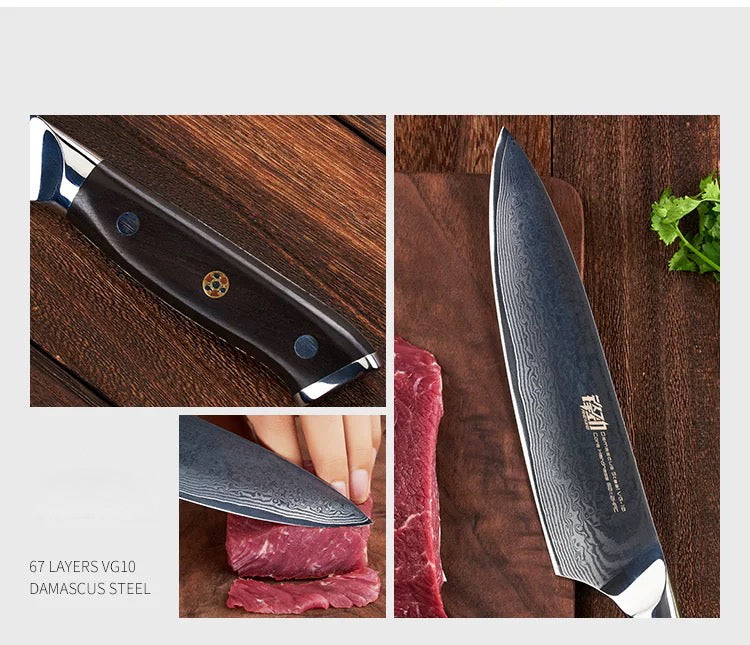 8'' Chef Knife Japanese VG10 Damascus Steel Kitchen Knives Stainless Gyuto - AK-DC0196