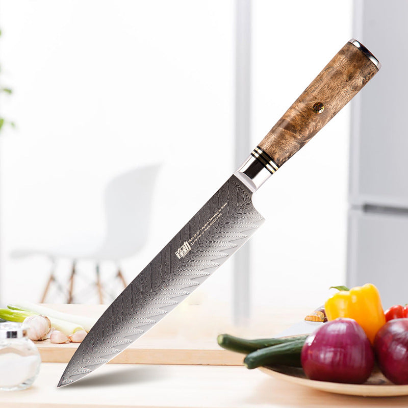 8'' Chef Knife Japanese VG10 Damascus Steel Kitchen Knives Stainless Gyuto with Wood Handle - AK-DC0348