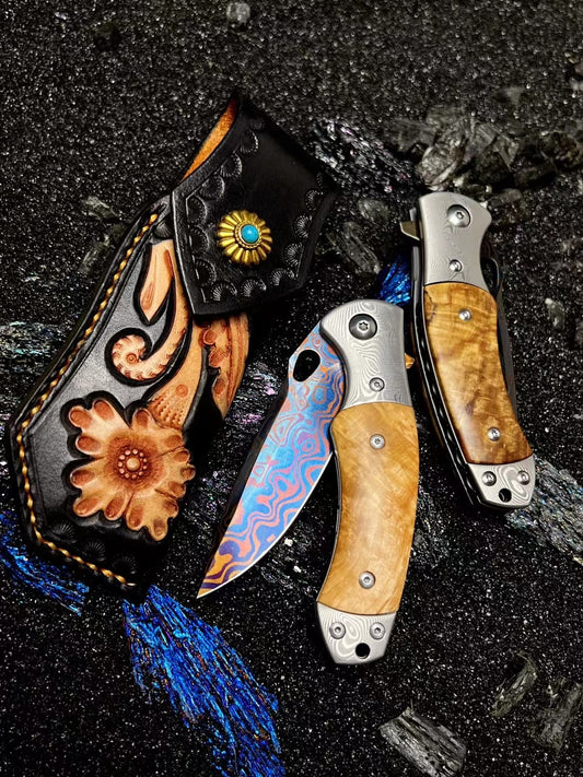 Damascus Folding Knife Pocket Knife Ball Bearings - AK-HT0782