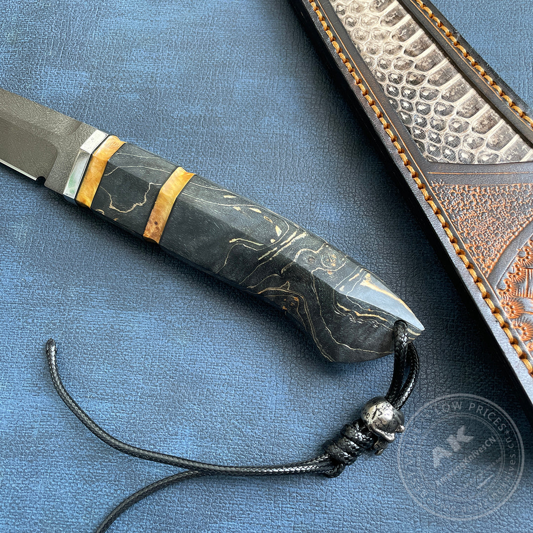 Wootz Steel Hunting Knife with Leather Sheath - AK-HT0775