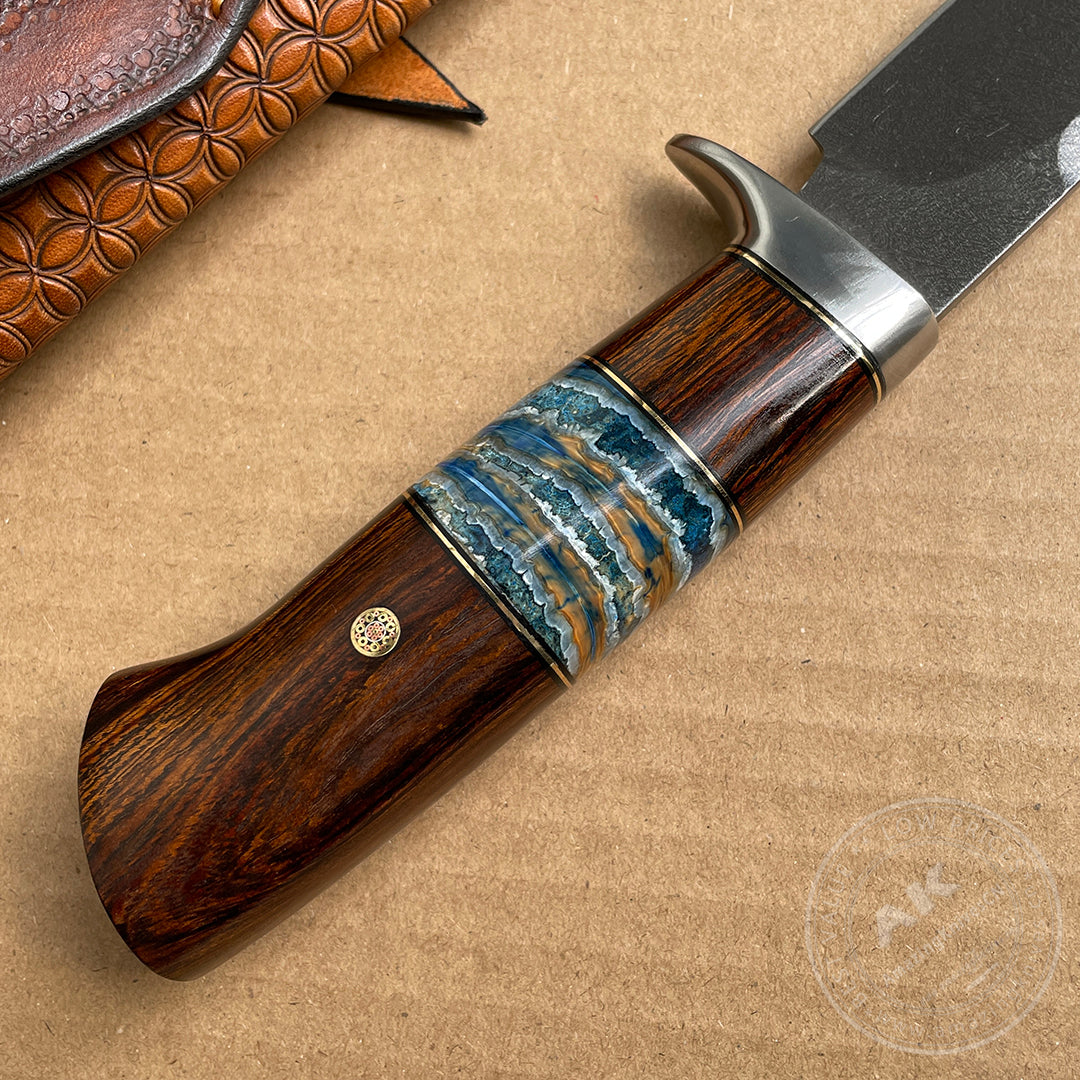 Luxury Handmade Wootz Steel Hunting Knife with Leather Sheath - AK-HT0780