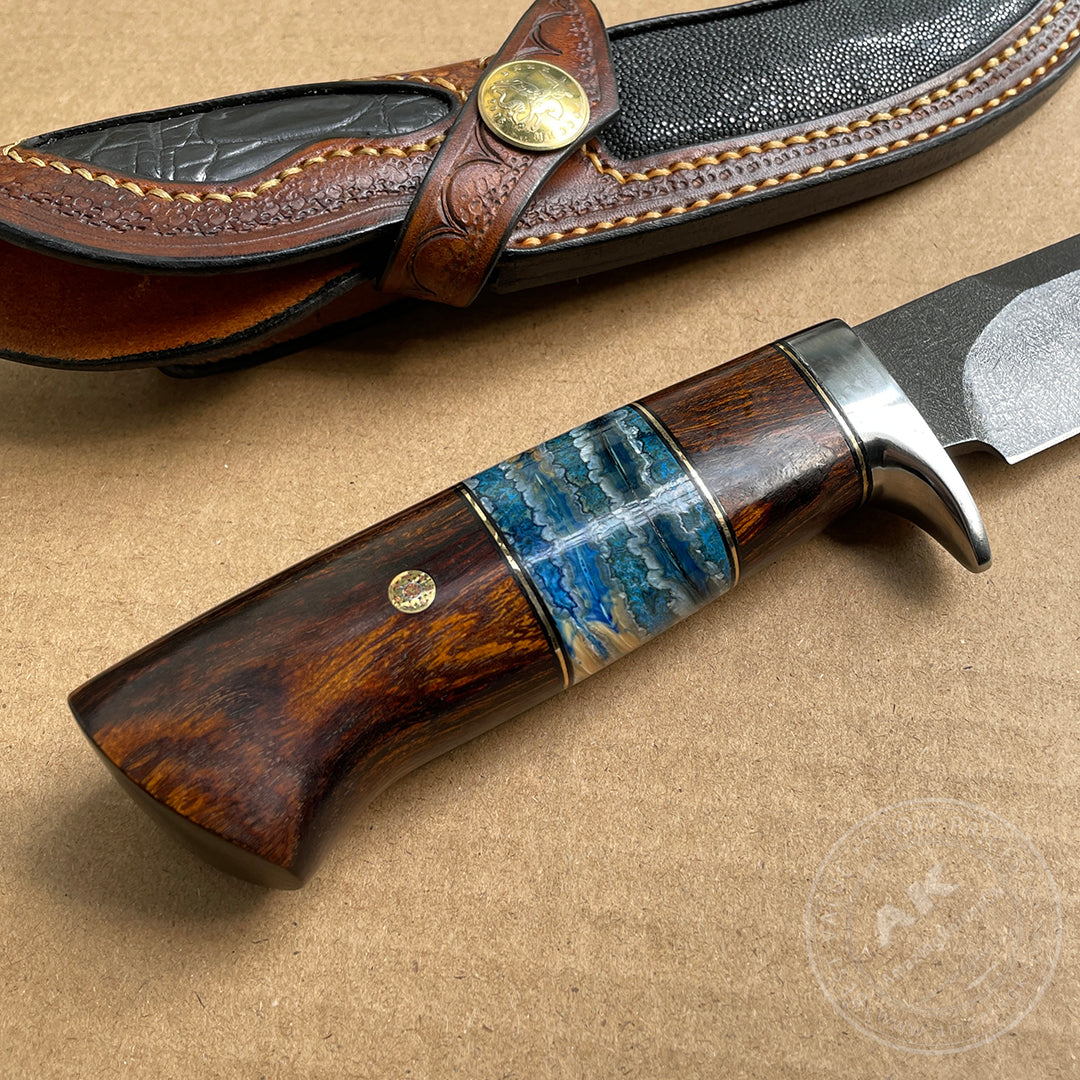 Luxury Handmade Wootz Steel Hunting Knife with Leather Sheath - AK-HT0780