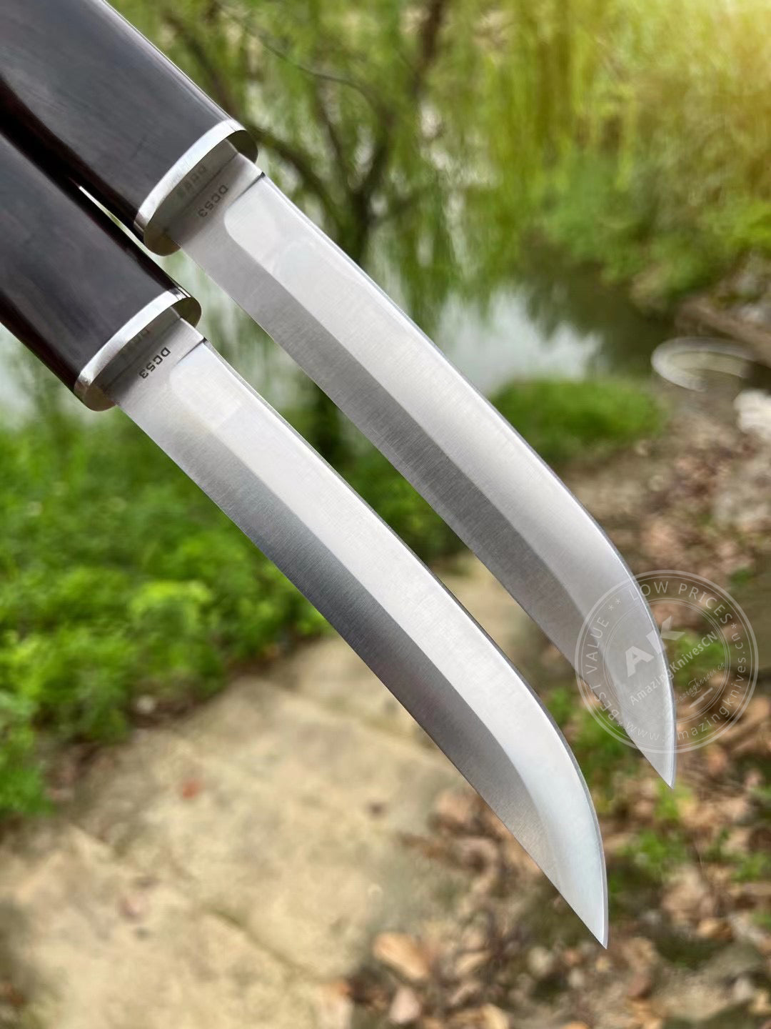 Japanese Style Bushido Katana Knife DC53 Steel Ninja Samurai Warrior Ebony Wood - AK-HT0783