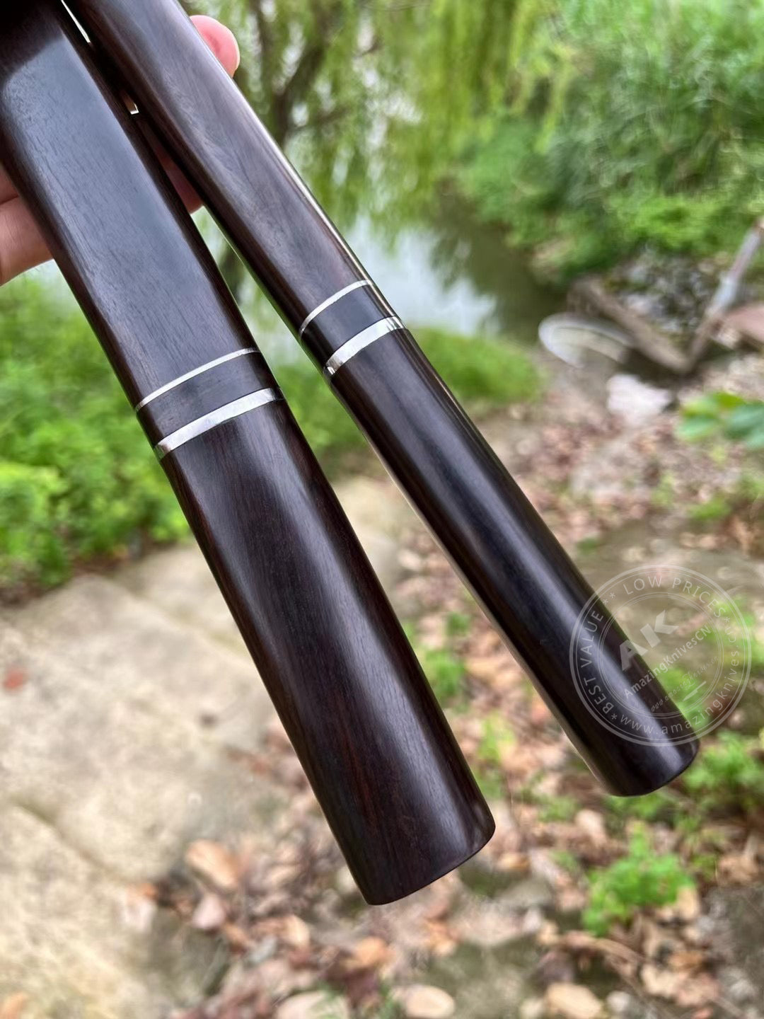 Japanese Style Bushido Katana Knife DC53 Steel Ninja Samurai Warrior Ebony Wood - AK-HT0783