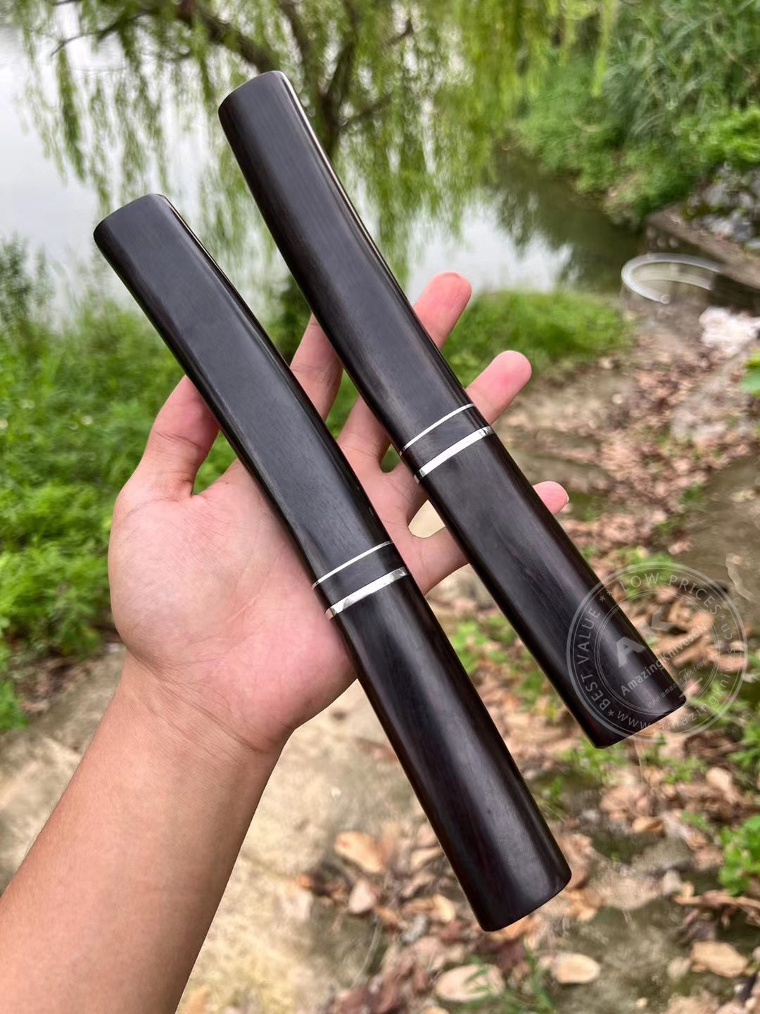 Japanese Style Bushido Katana Knife DC53 Steel Ninja Samurai Warrior Ebony Wood - AK-HT0783