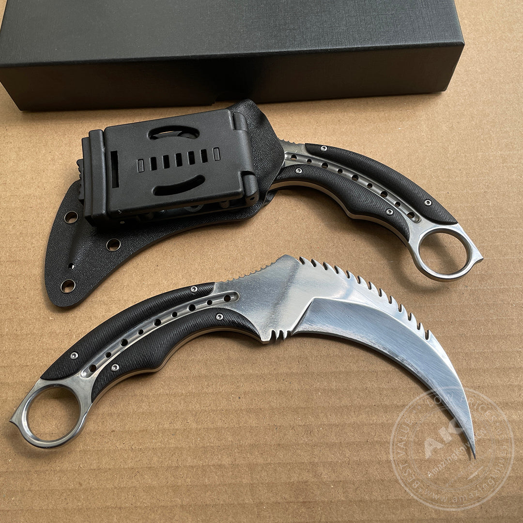 Karambit Fixed Blade Knife Mirror Light Karambits Claw Hunting Knives - AK-HT0774