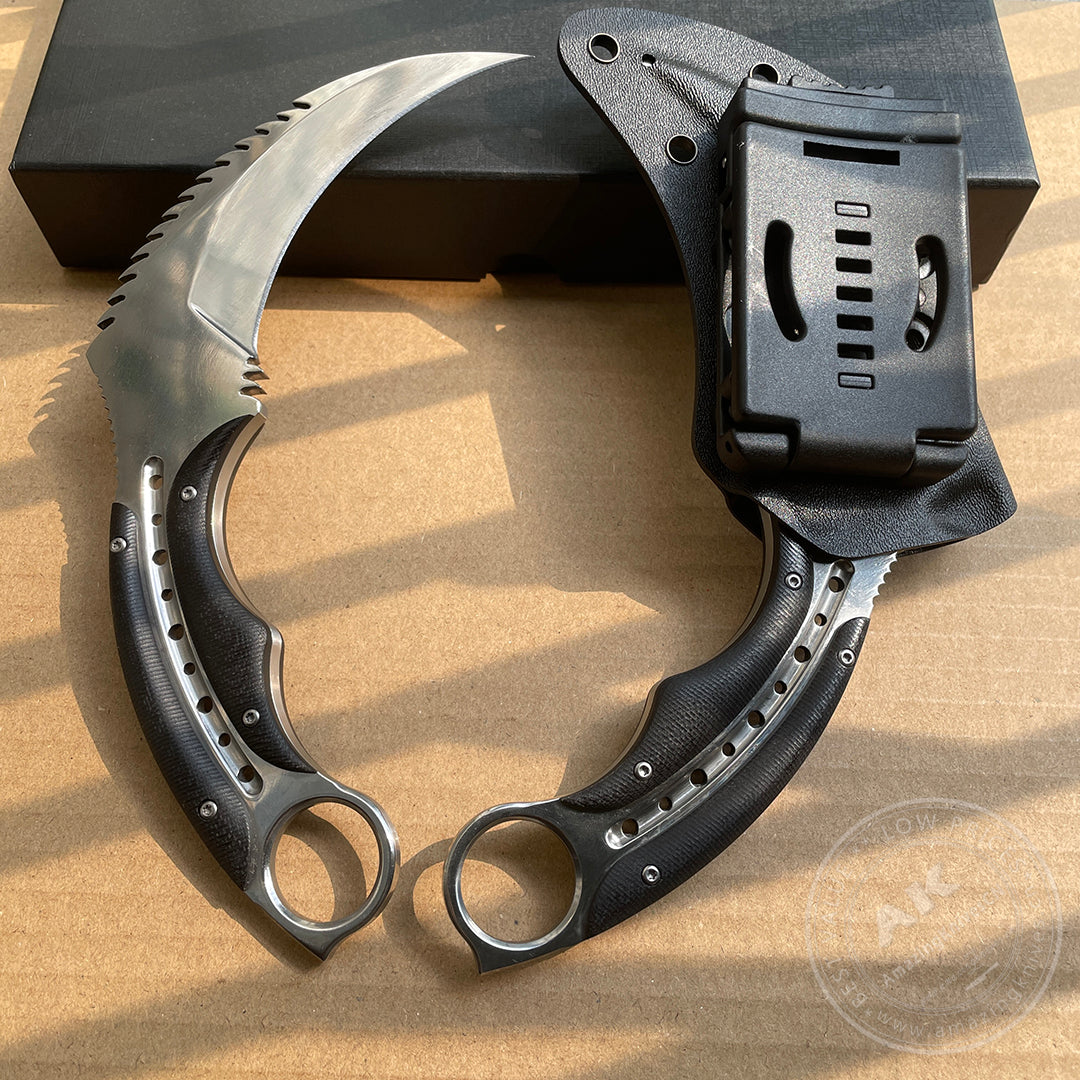 Karambit Fixed Blade Knife Mirror Light Karambits Claw Hunting Knives - AK-HT0774
