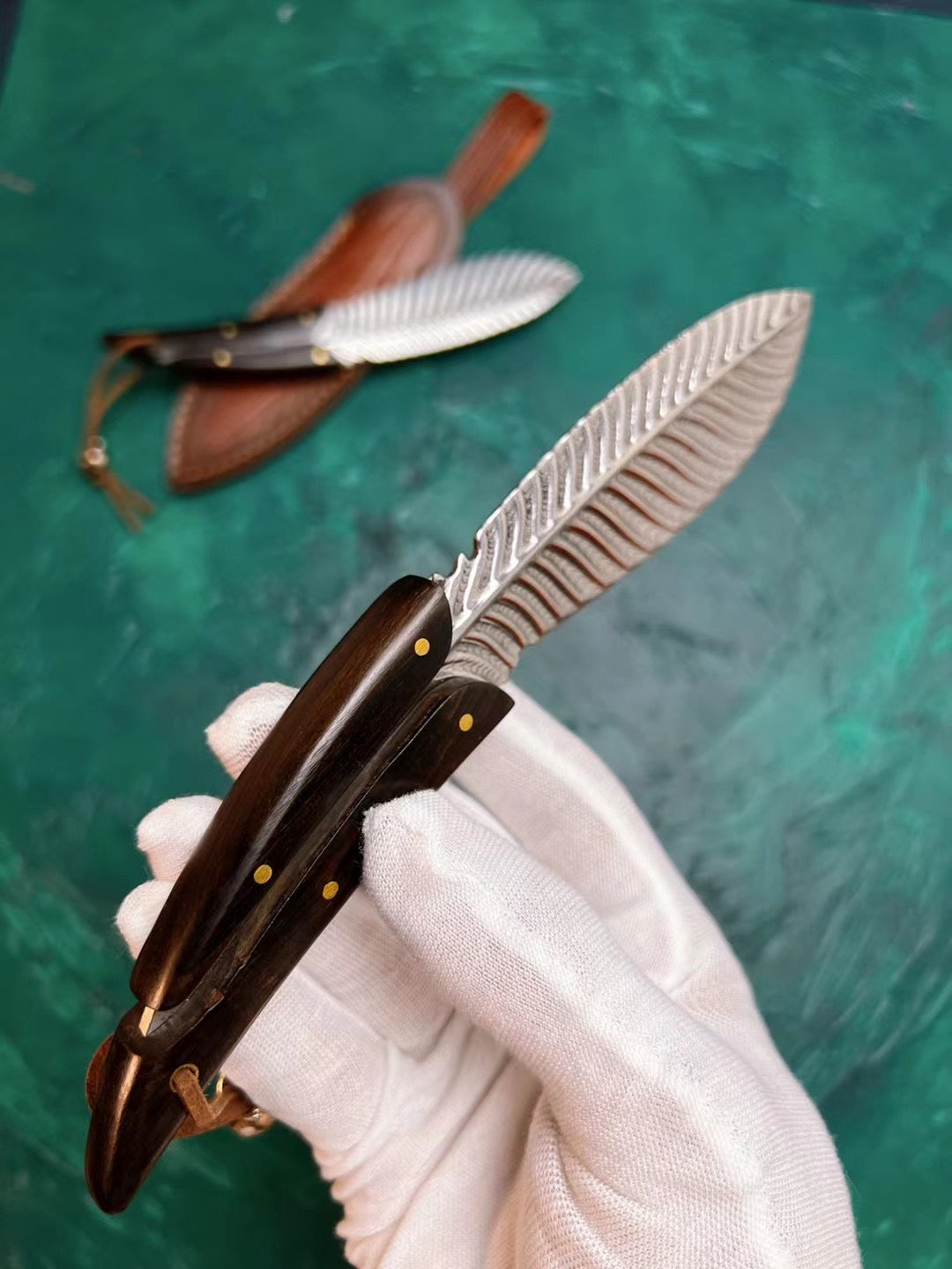 Stainless Steel Knife Feather Knife Fixed Blade Collectible w/ Sheath - AK-HT0510-S