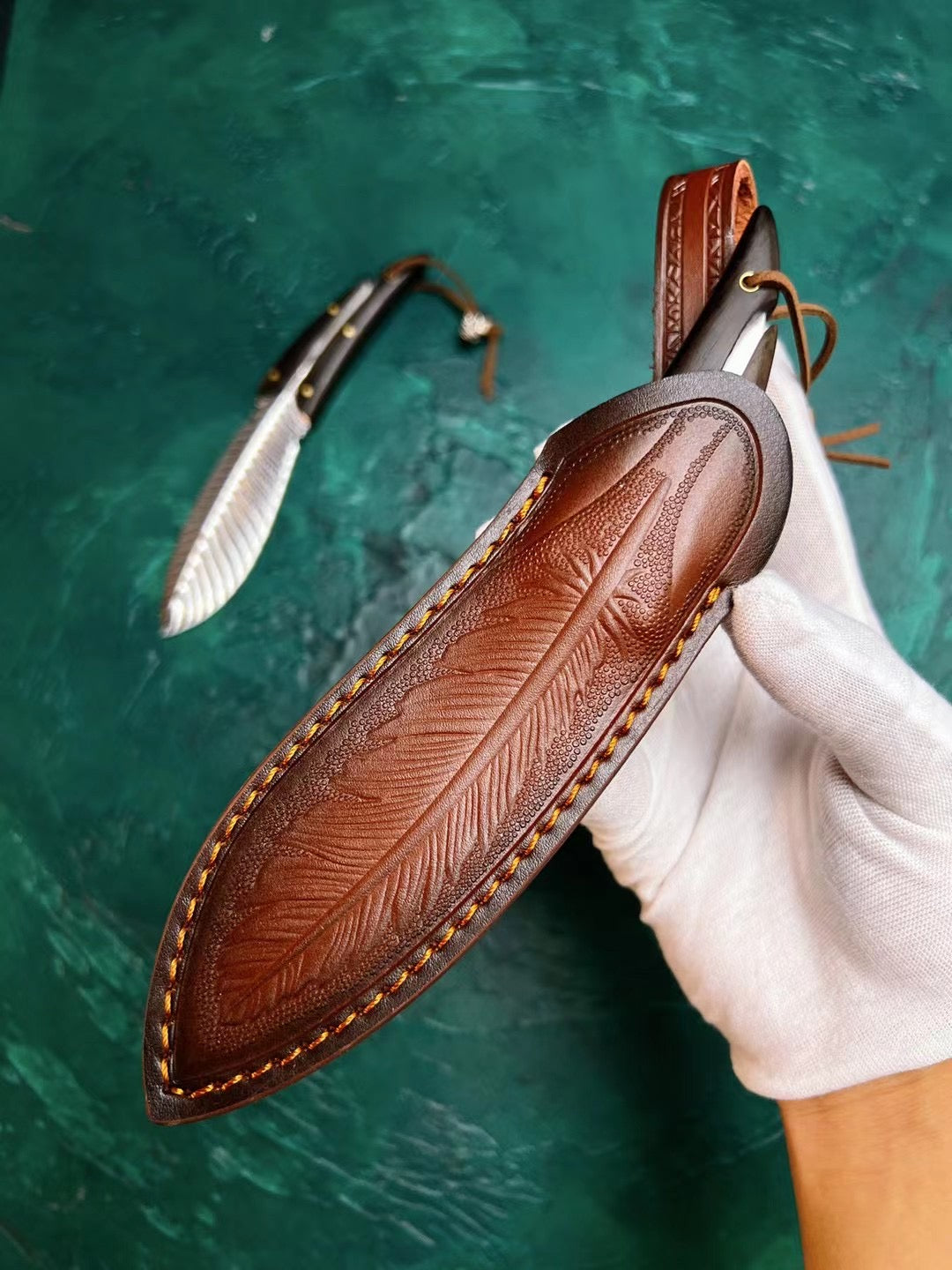 Stainless Steel Knife Feather Knife Fixed Blade Collectible w/ Sheath - AK-HT0510-S