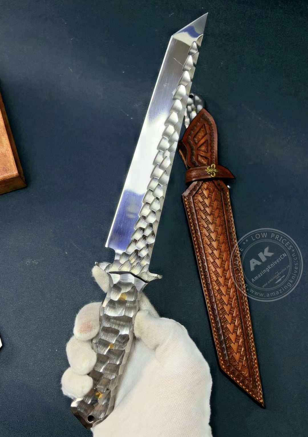 Japanese AUS-10 Steel Hunting Knife Full Tang Blade Survival Fixed Blade - AK-HT0793