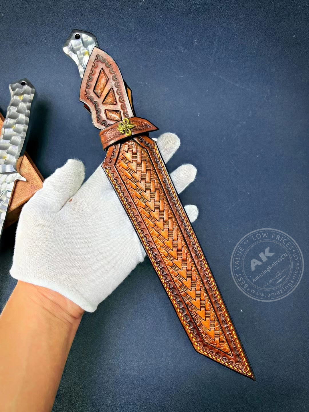 Japanese AUS-10 Steel Hunting Knife Full Tang Blade Survival Fixed Blade - AK-HT0793