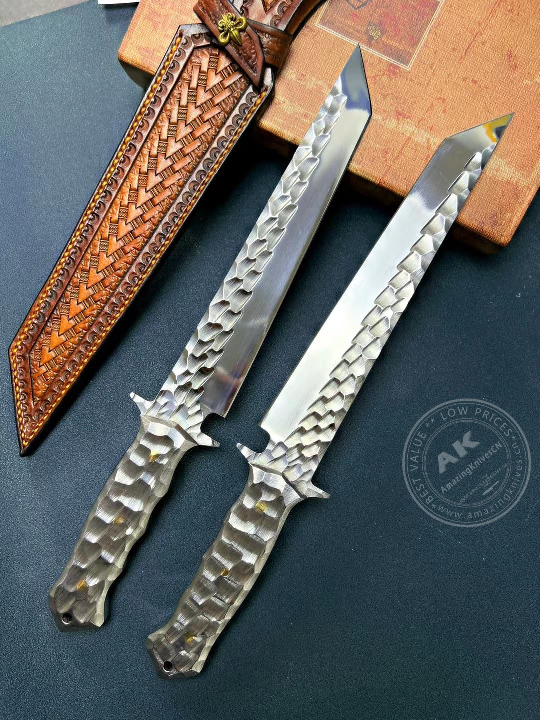 Japanese AUS-10 Steel Hunting Knife Full Tang Blade Survival Fixed Blade - AK-HT0793