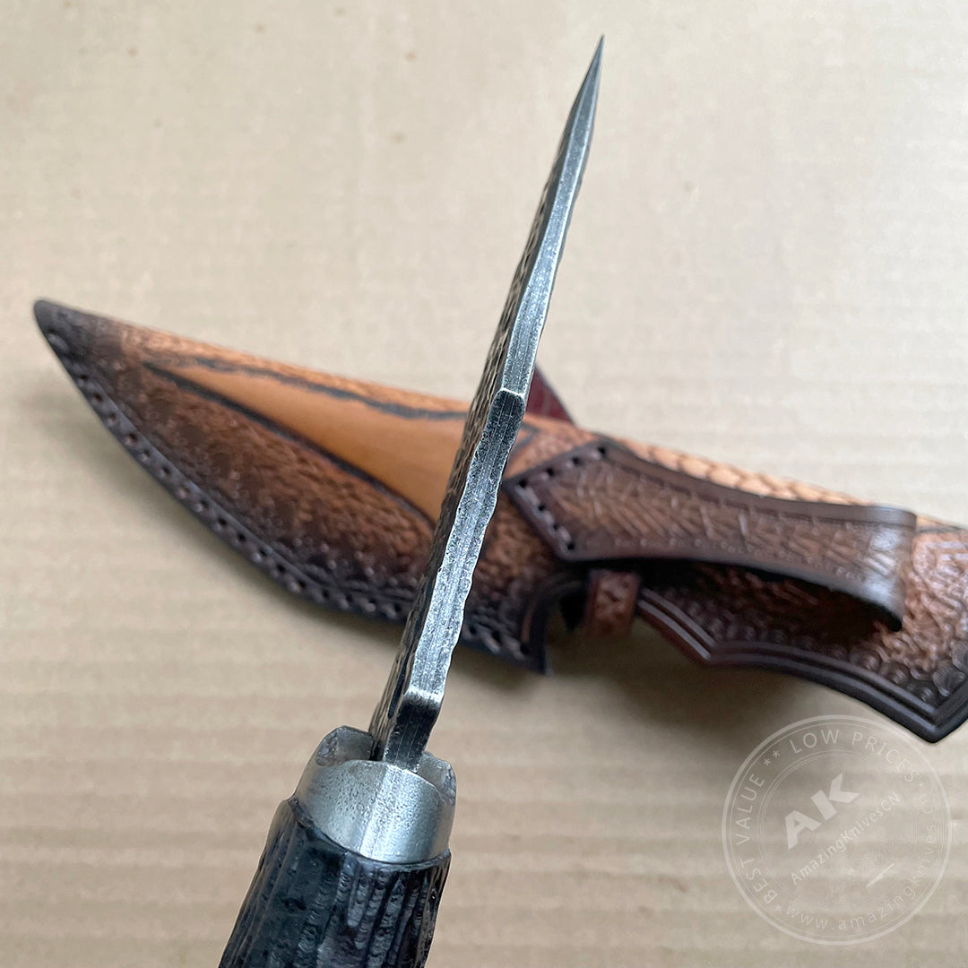 Damascus Fixed Blade VG10 Hunting Knife Art Handcrafted Knife Goat Black- AK-HT0473