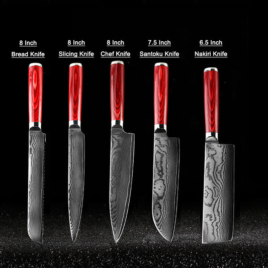 Japanese 67-Layer Damascus Kithcen Knife Set VG10 Steel Amazing Quality