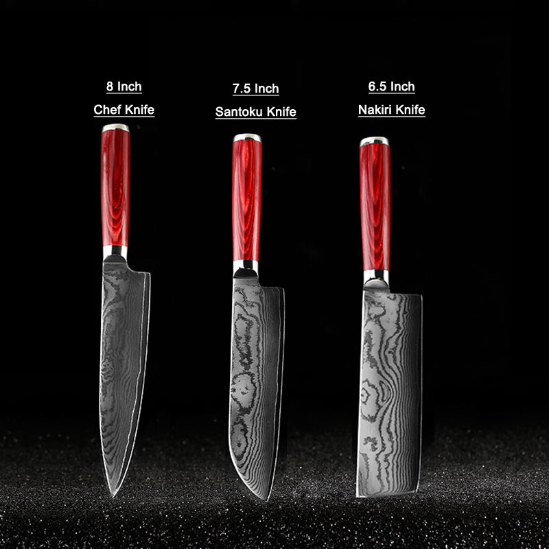 Japanese 67-Layer Damascus Kithcen Knife Set VG10 Steel Amazing Quality