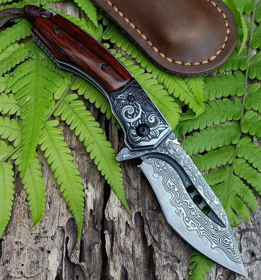 VG10 DAMASCUS FOLDING KNIFE BLACK - AK-HT0339