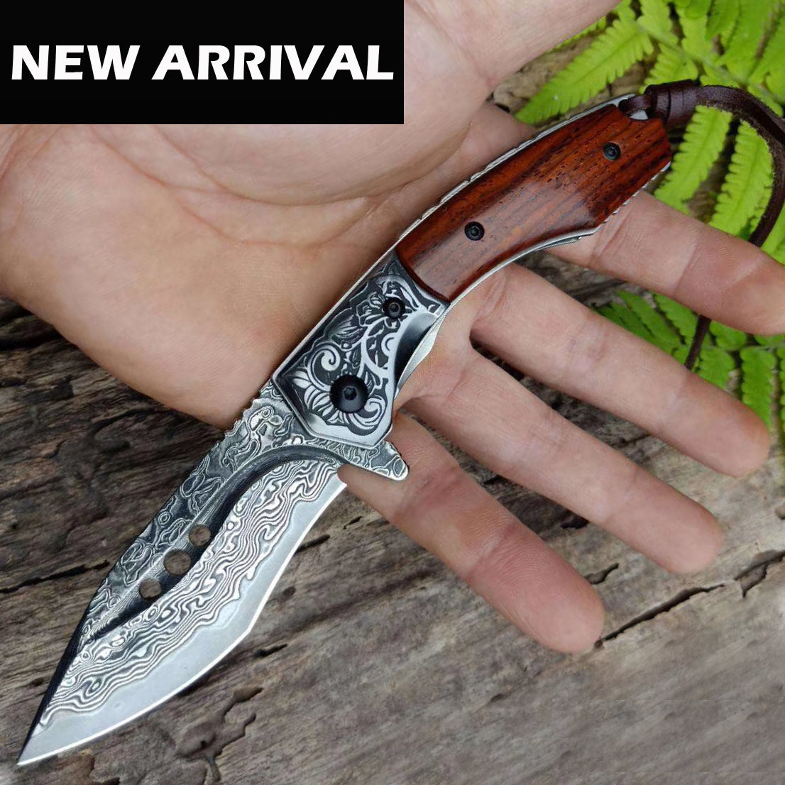 VG10 DAMASCUS FOLDING KNIFE BLACK - AK-HT0339