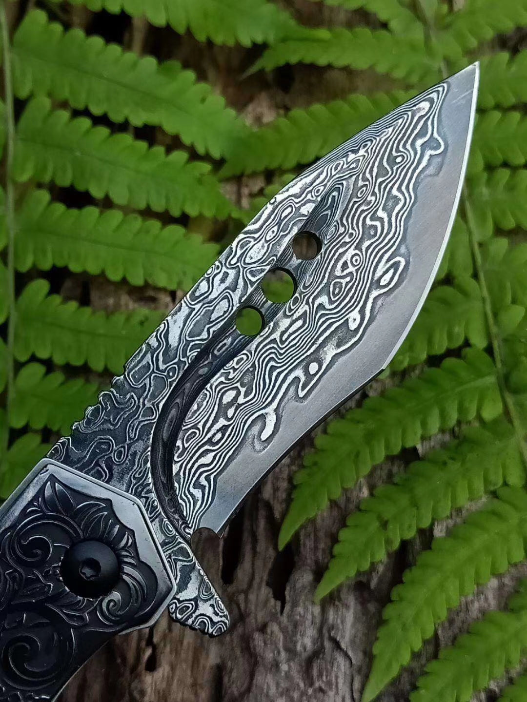 VG10 DAMASCUS FOLDING KNIFE BLACK - AK-HT0339