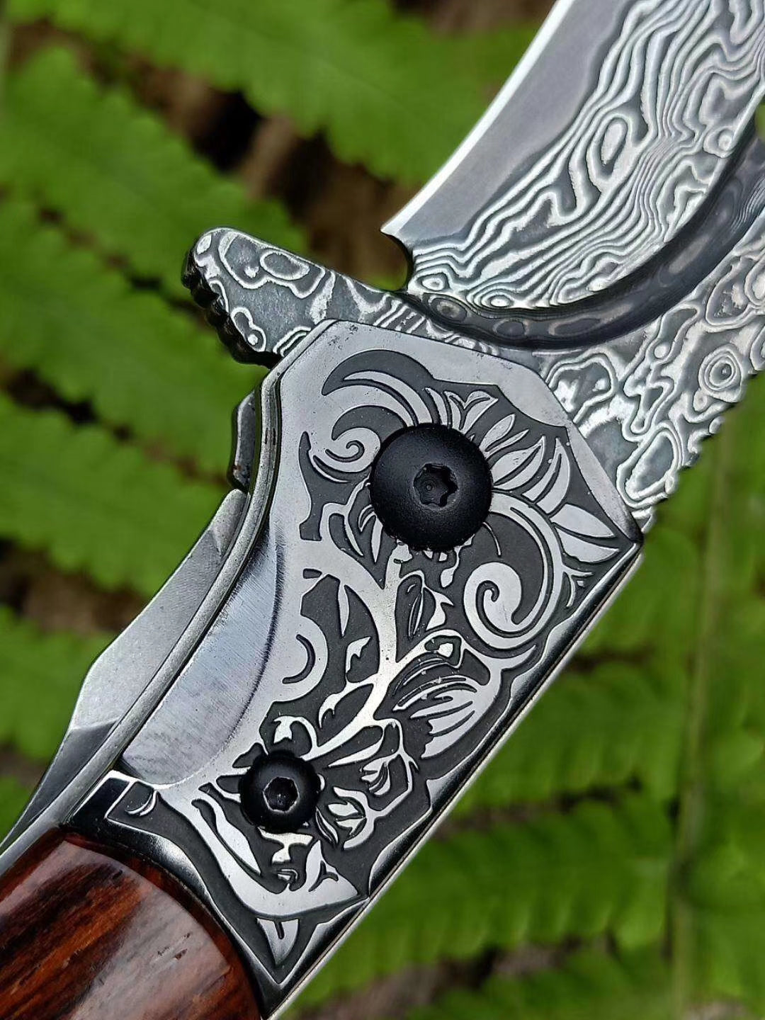 VG10 DAMASCUS FOLDING KNIFE BLACK - AK-HT0339