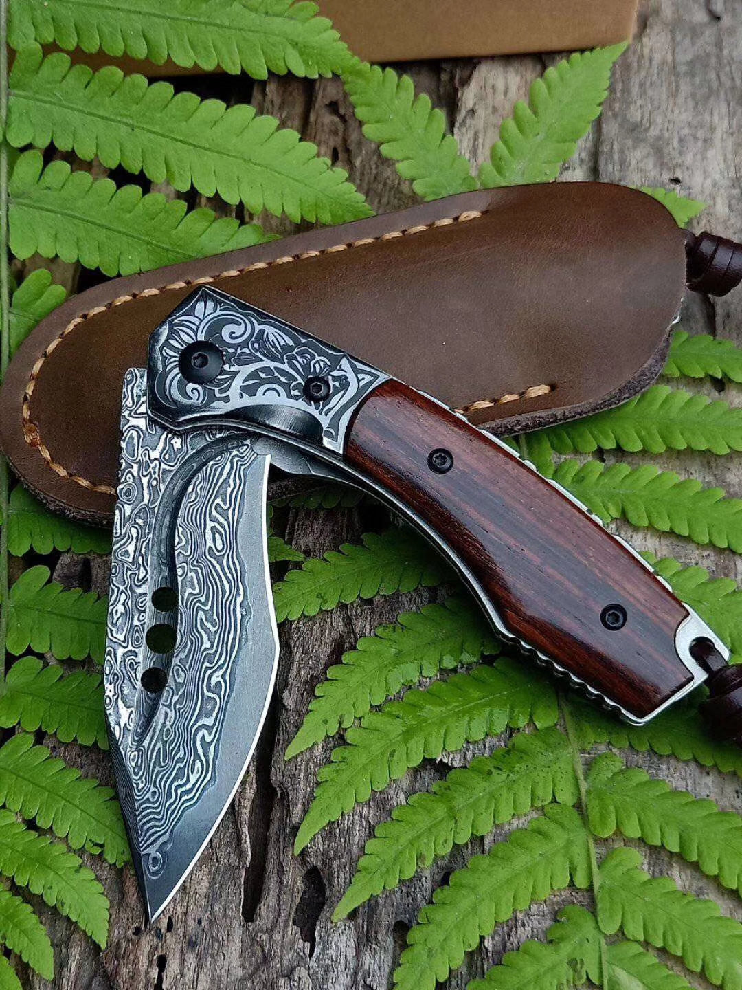 VG10 DAMASCUS FOLDING KNIFE BLACK - AK-HT0339