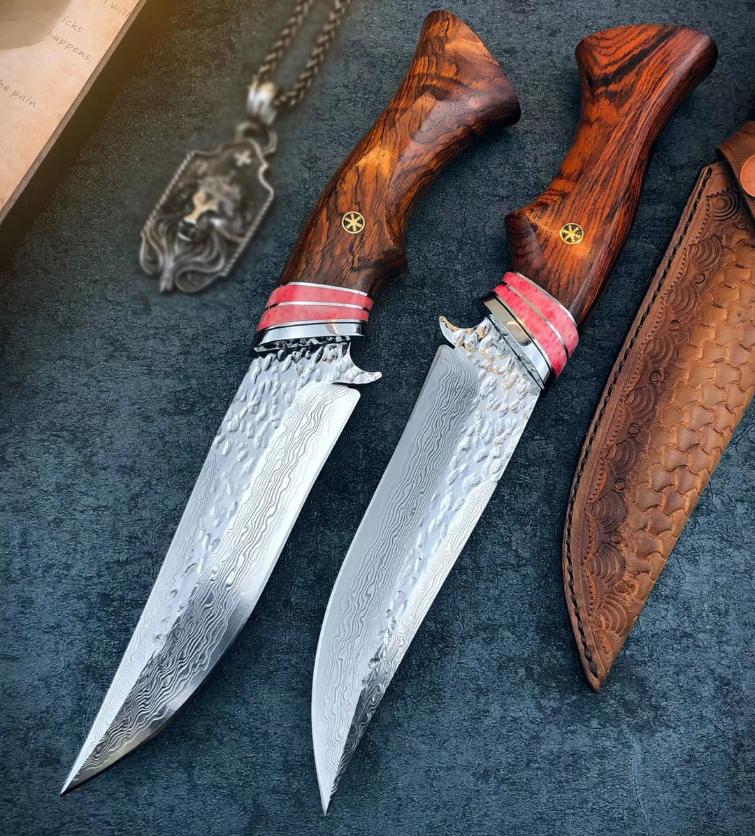 VG10 DAMASCUS HUNTING KNIFE FIXED BLADE - AK-HT0370