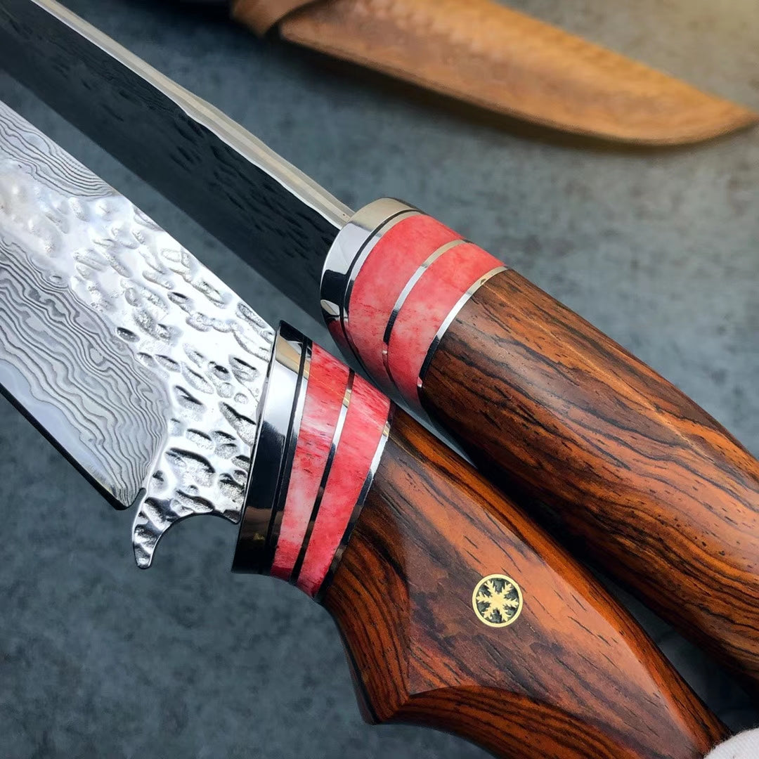 VG10 DAMASCUS HUNTING KNIFE FIXED BLADE - AK-HT0370