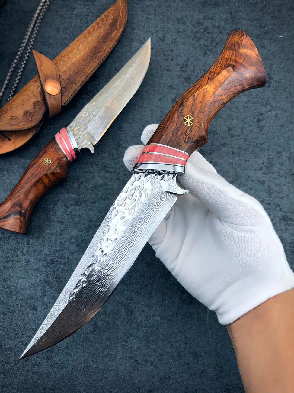 VG10 DAMASCUS HUNTING KNIFE FIXED BLADE - AK-HT0370