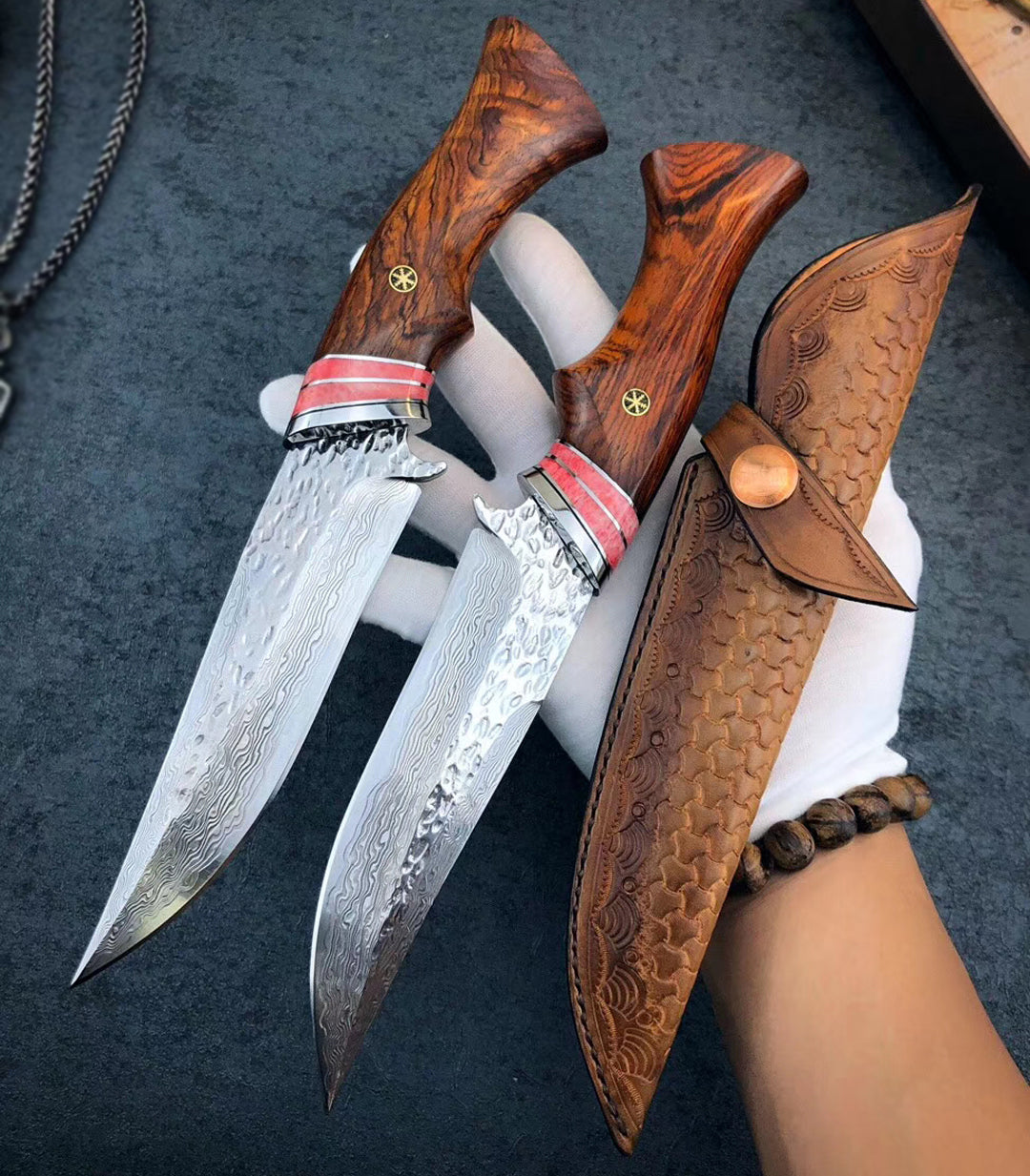 VG10 DAMASCUS HUNTING KNIFE FIXED BLADE - AK-HT0370