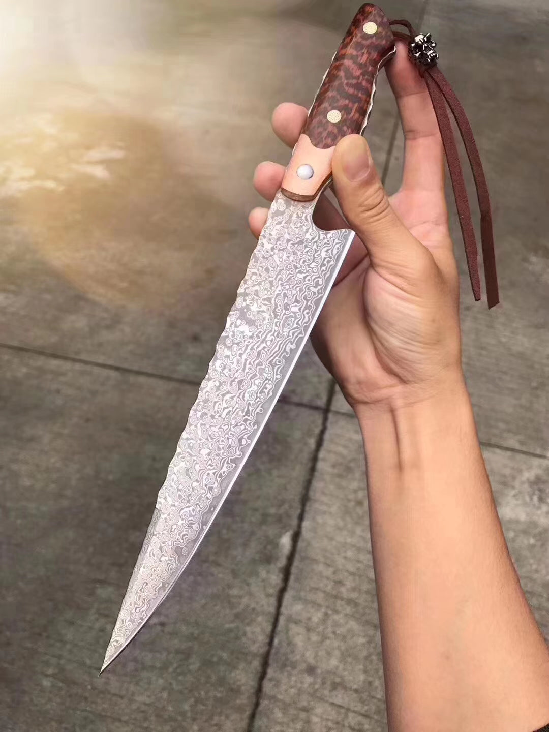 Japanese VG10 Damascus Steel Chef Knife Full Tang Kitchen Knife with Sheath - AK-DC0517