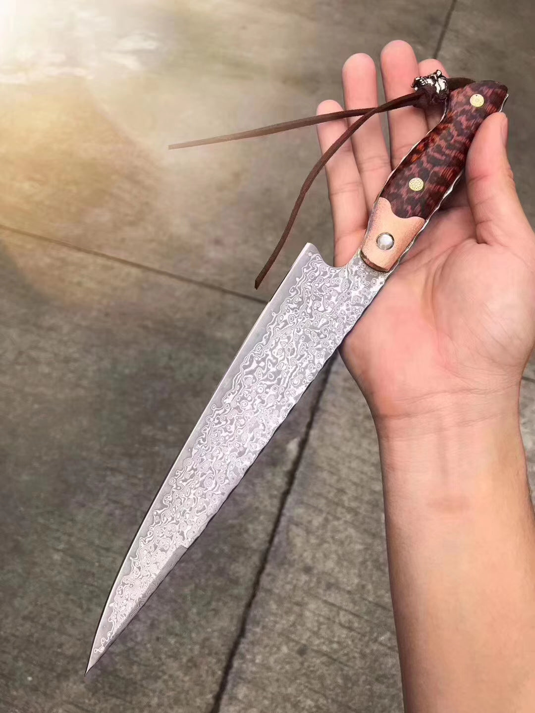 Japanese VG10 Damascus Steel Chef Knife Full Tang Kitchen Knife with Sheath - AK-DC0517