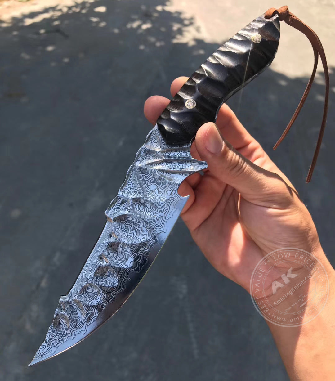 Fixed Blade Japanese Vg10 Damascus Steel Tactical Hunting Knife - AK-HT0326-S