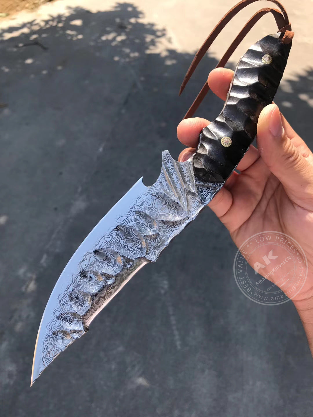 Fixed Blade Japanese Vg10 Damascus Steel Tactical Hunting Knife - AK-HT0326-S