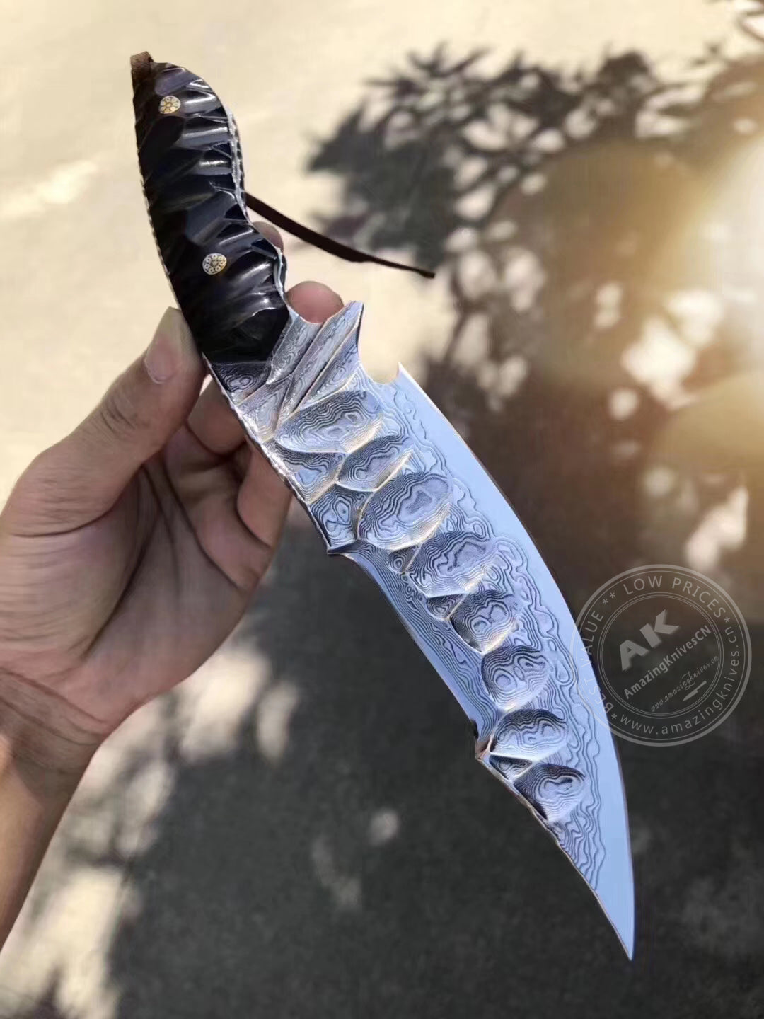 Fixed Blade Japanese Vg10 Damascus Steel Tactical Hunting Knife - AK-HT0326-S