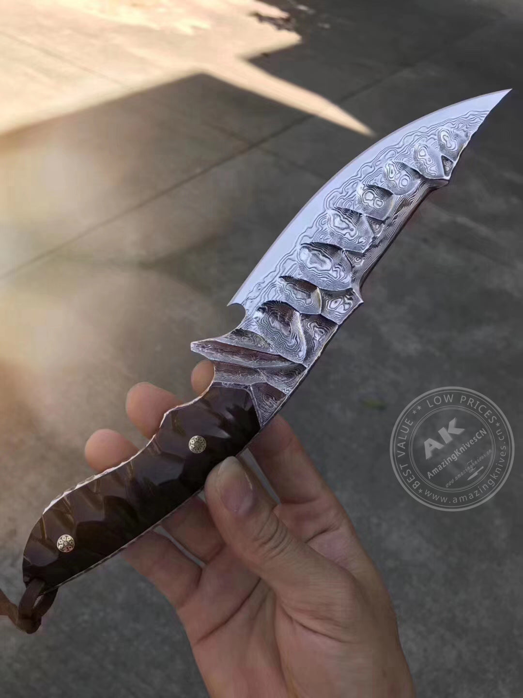 Fixed Blade Japanese Vg10 Damascus Steel Tactical Hunting Knife - AK-HT0326-S