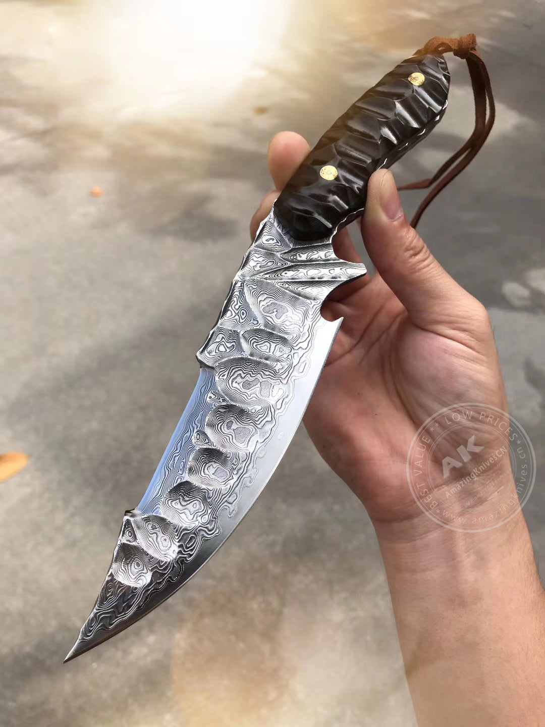 Fixed Blade Japanese Vg10 Damascus Steel Tactical Hunting Knife - AK-HT0326-S