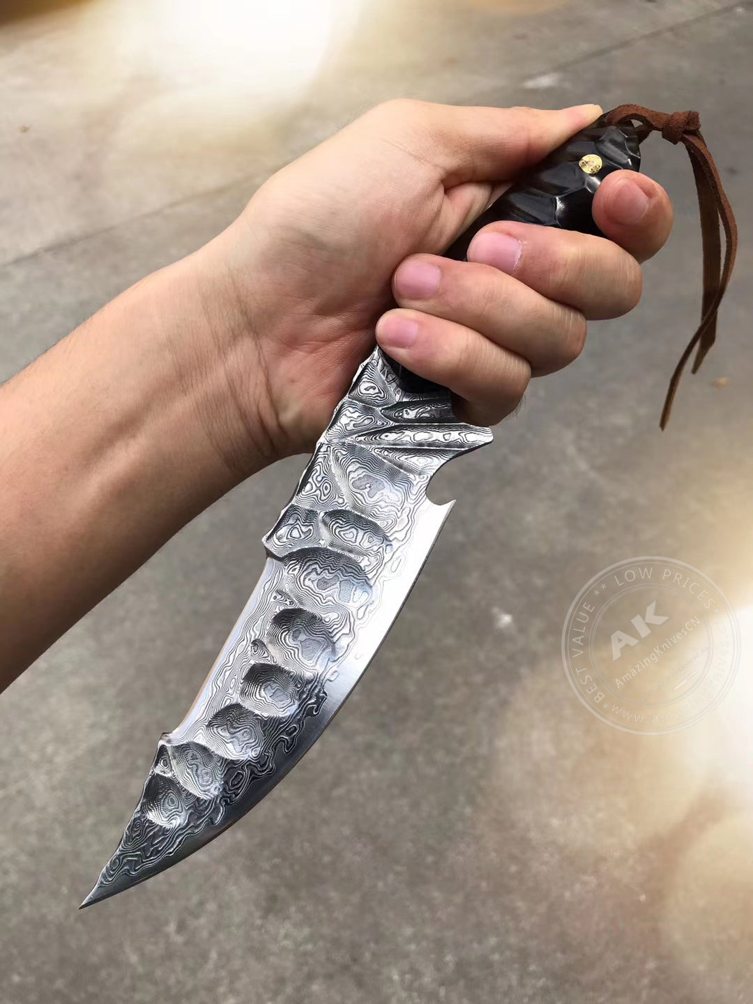 Fixed Blade Japanese Vg10 Damascus Steel Tactical Hunting Knife - AK-HT0326-S