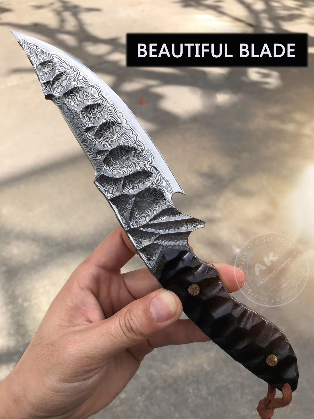 Fixed Blade Japanese Vg10 Damascus Steel Tactical Hunting Knife - AK-HT0326-S