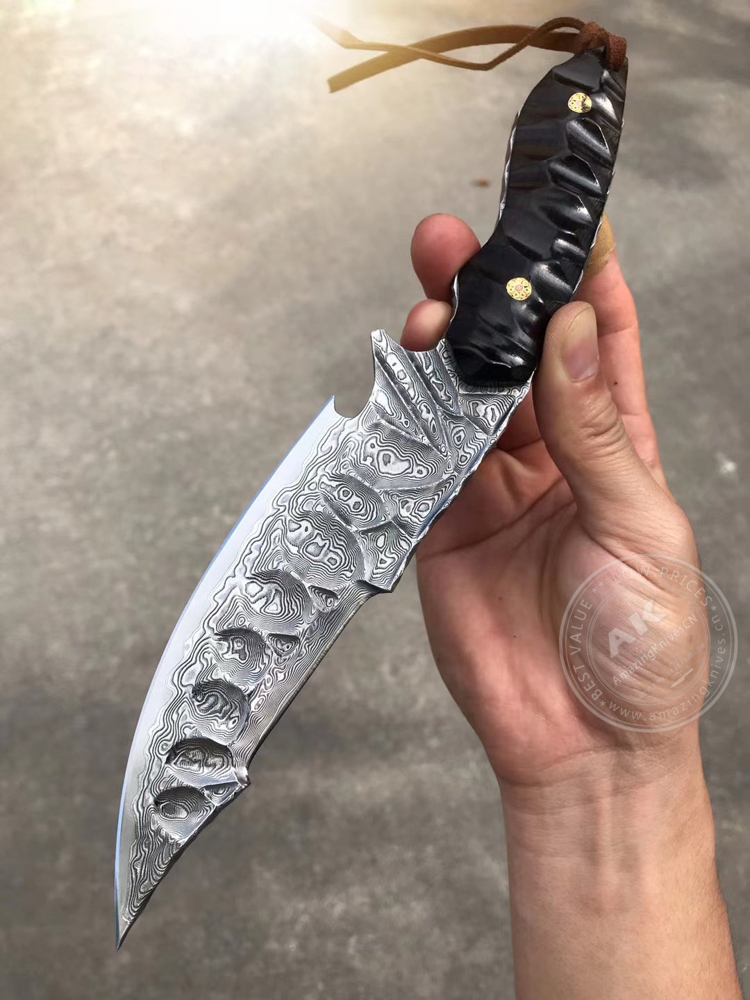 Fixed Blade Japanese Vg10 Damascus Steel Tactical Hunting Knife - AK-HT0326-S