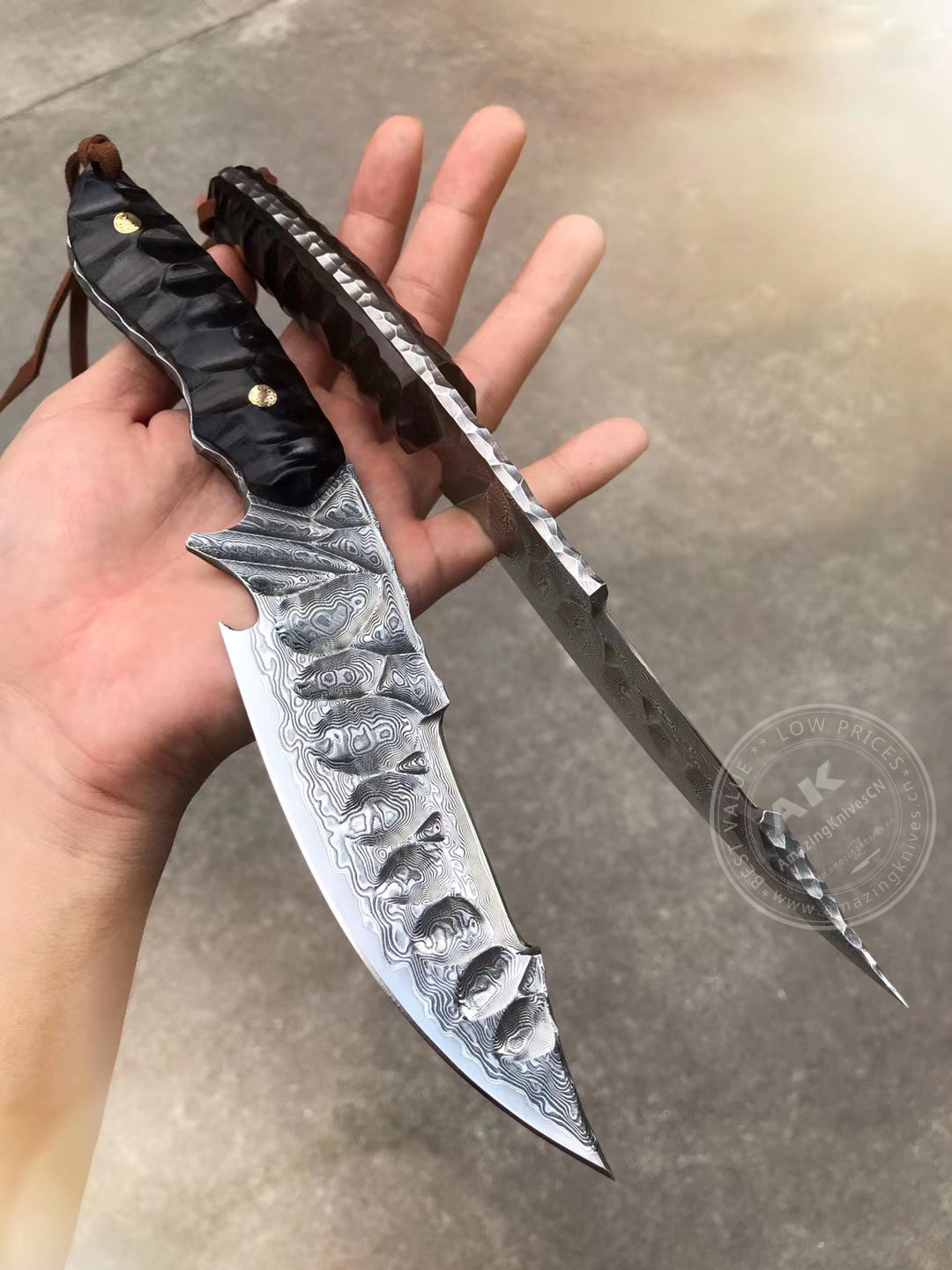 Fixed Blade Japanese Vg10 Damascus Steel Tactical Hunting Knife - AK-HT0326-S