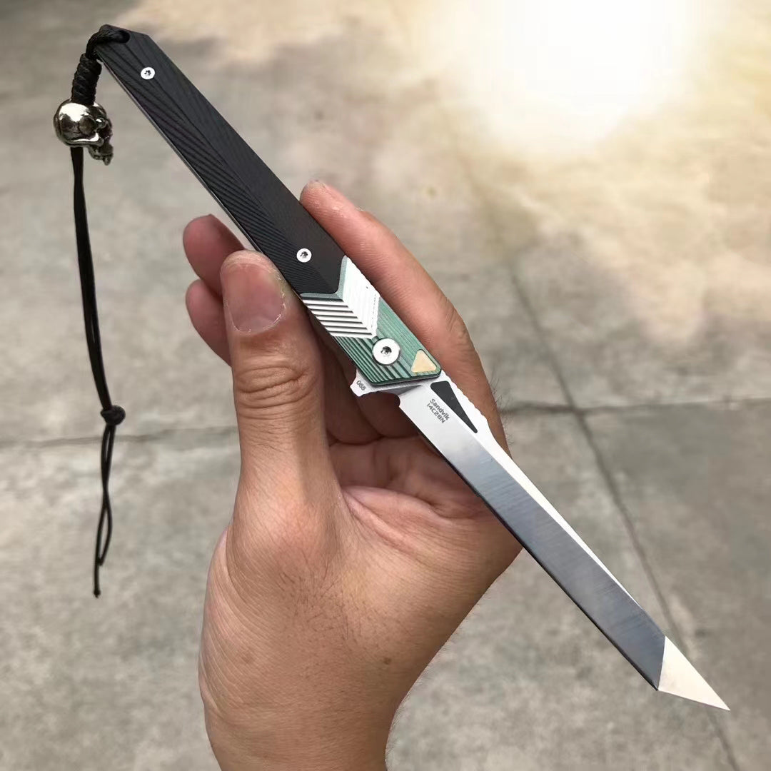 Sandvik Blade Folding Knife Tactical Rescue Survival Flipper Tanto Titanium - AK-HT0557-S