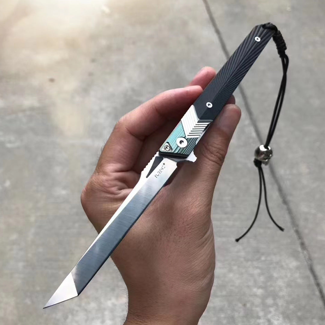 Sandvik Blade Folding Knife Tactical Rescue Survival Flipper Tanto Titanium - AK-HT0557-S