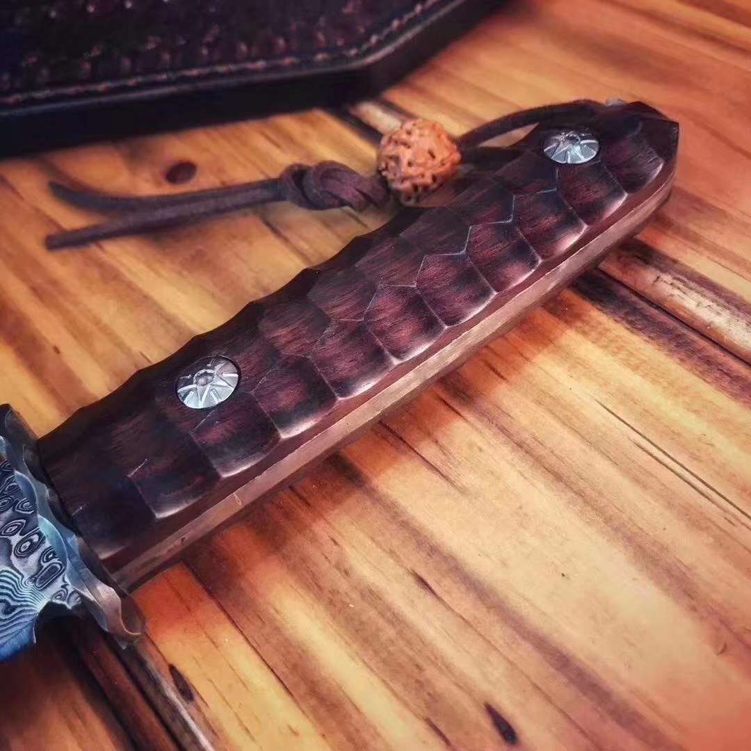 Japanese VG10 Damascus Hunting Knife Katana Knife Samurai Full Tang Sword Tanto - AK-HT0570