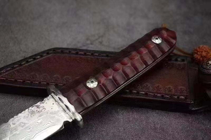 Japanese VG10 Damascus Hunting Knife Katana Knife Samurai Full Tang Sword Tanto - AK-HT0570