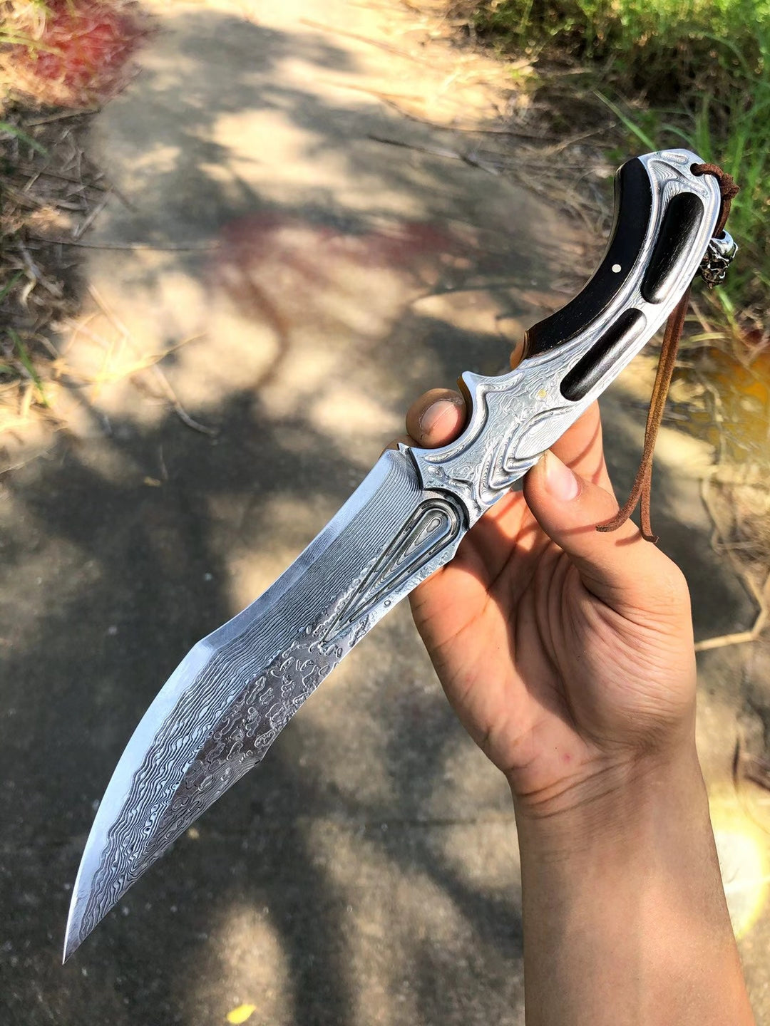 TACTICAL VG10 DAMASCUS FULL TANG FIXED BLADE HUNTING KNIFE- AK-HT0574