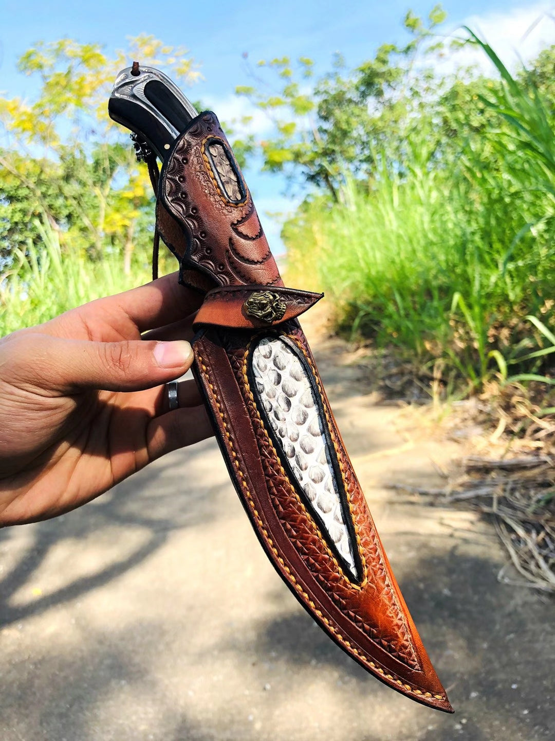 TACTICAL VG10 DAMASCUS FULL TANG FIXED BLADE HUNTING KNIFE- AK-HT0574