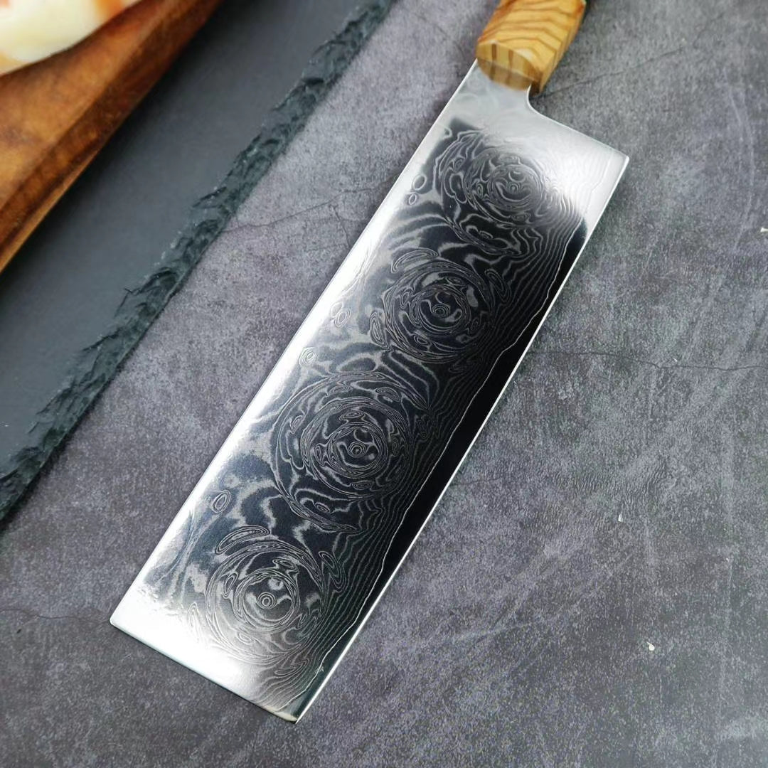 Japanese VG10 Damascus Nakiri knife Kitchen Knives Rose Pattern - AK-DV0580