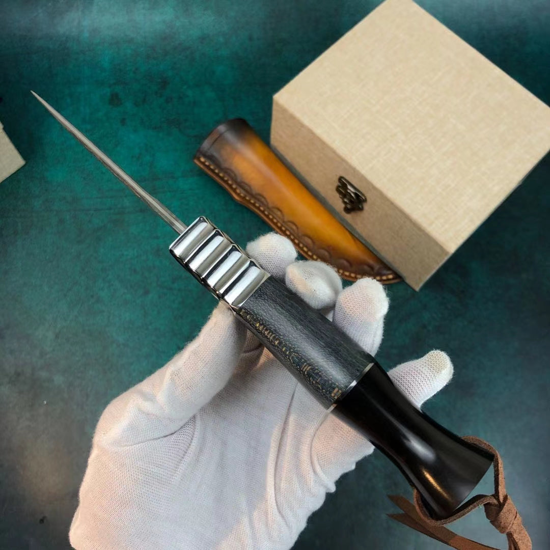 Damascus Survival Outdoor Camping Hunting Knife Fixed Blade w/ Sheath - AK-HT0394