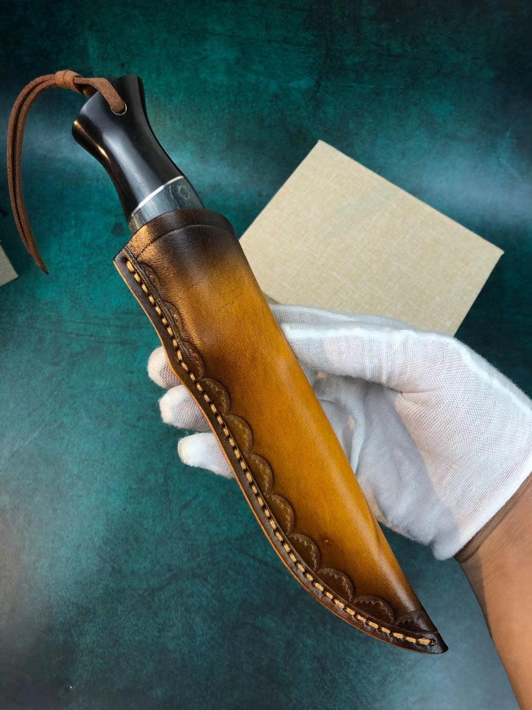 Damascus Survival Outdoor Camping Hunting Knife Fixed Blade w/ Sheath - AK-HT0394