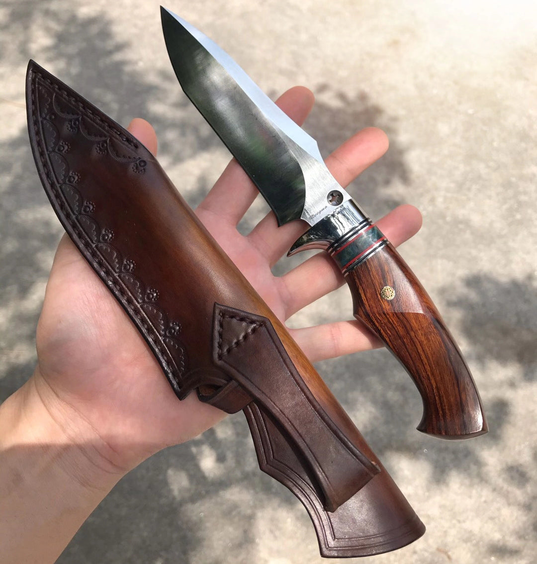 DC53 Steel Survival Outdoor Bowie Knife Hunting Knife Fixed Blade with Sheath- AK-HT0587